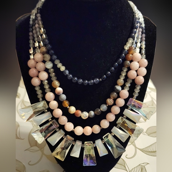 Nakamol Natural Gemstone & Prism Crystal Multistrand Necklace - Picture 8 of 8